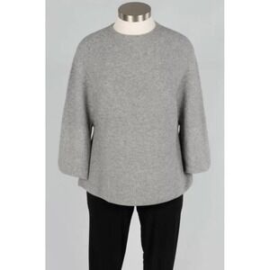 Sori Angela Merino Wool & Cashmere Light Gray Boat Neck Tight Knit Sweater